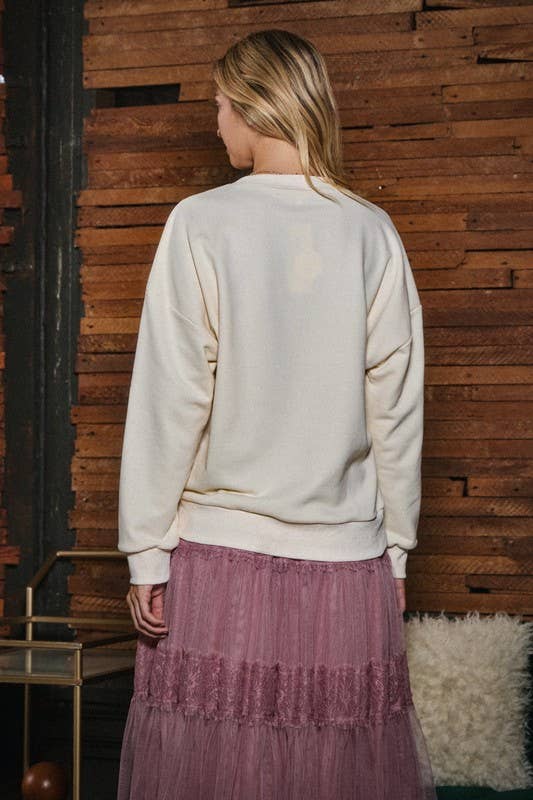Cowboy Glitter Printed Sweatshirt: Black
