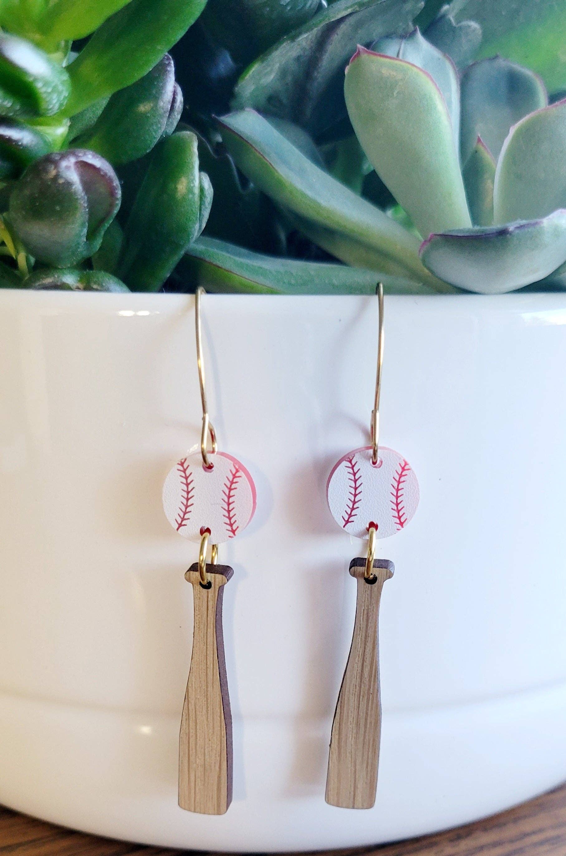 Baseball and Bat Earrings