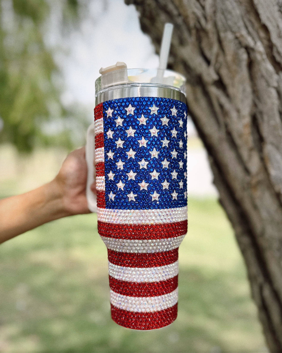 40 Oz. Crystal American Flag Red, White & Blue Tumbler