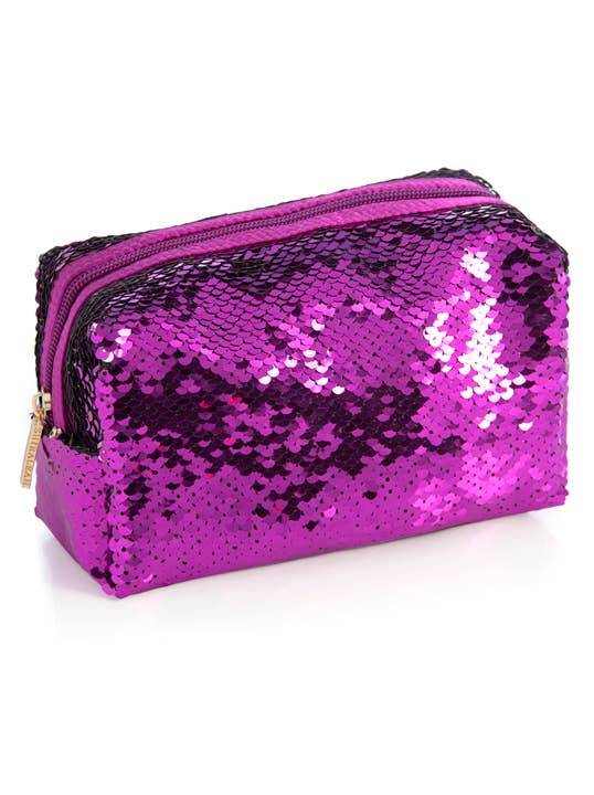SEQUIN BLING COSMETIC POUCH: Violet