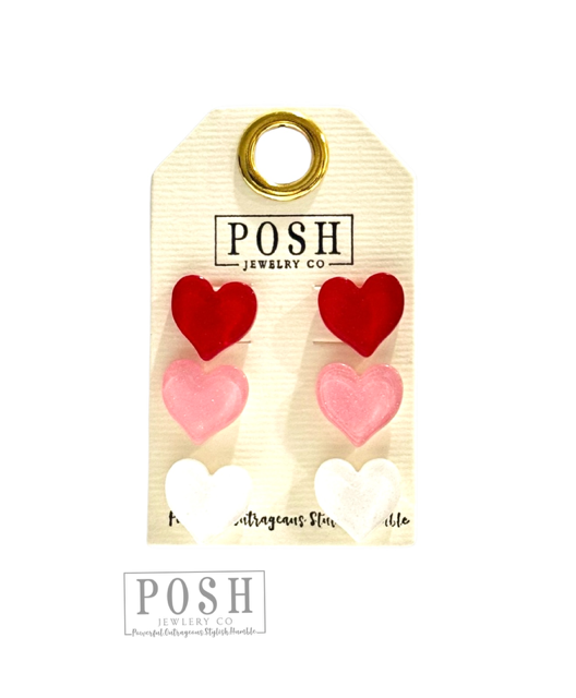 Valentine heart earring set: Pink