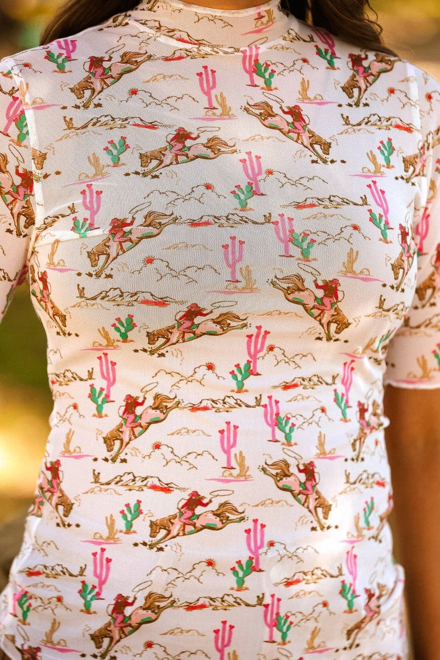 Kora Short Sleeve Mesh Top- Desert Darling by Jess Lea: Multi / Small