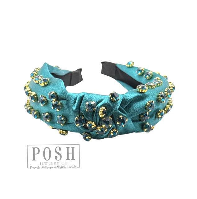 Rhinestone Top Knot Headband: Silver