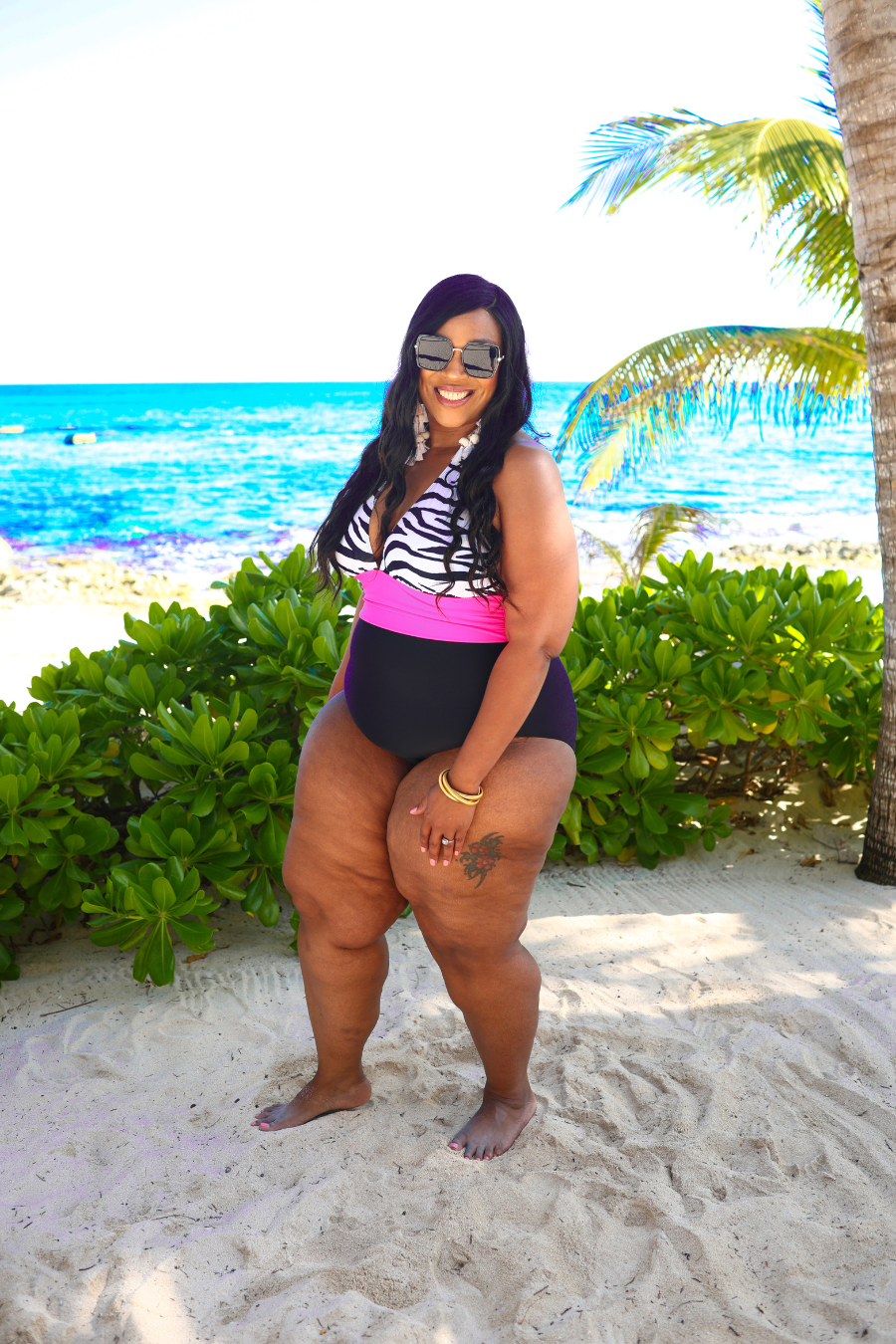 Vacation Cove Halter Swimsuit: Zebra by Jess Lea