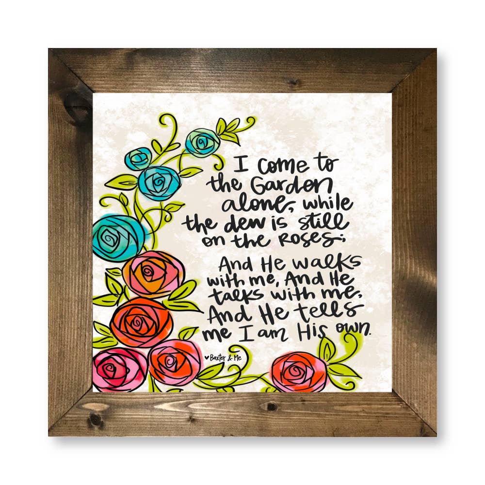 Dew on the Roses Framed Art: 12" x 12" by Baxter & Me