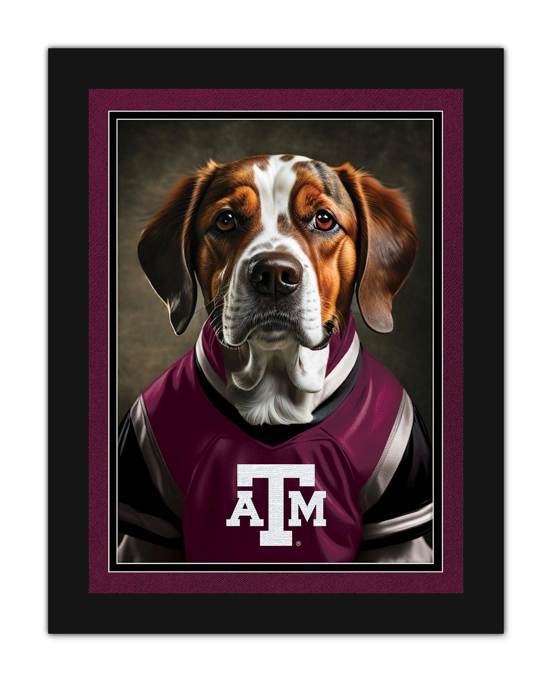 Texasa A&M Dog in Team Jersey 12x16