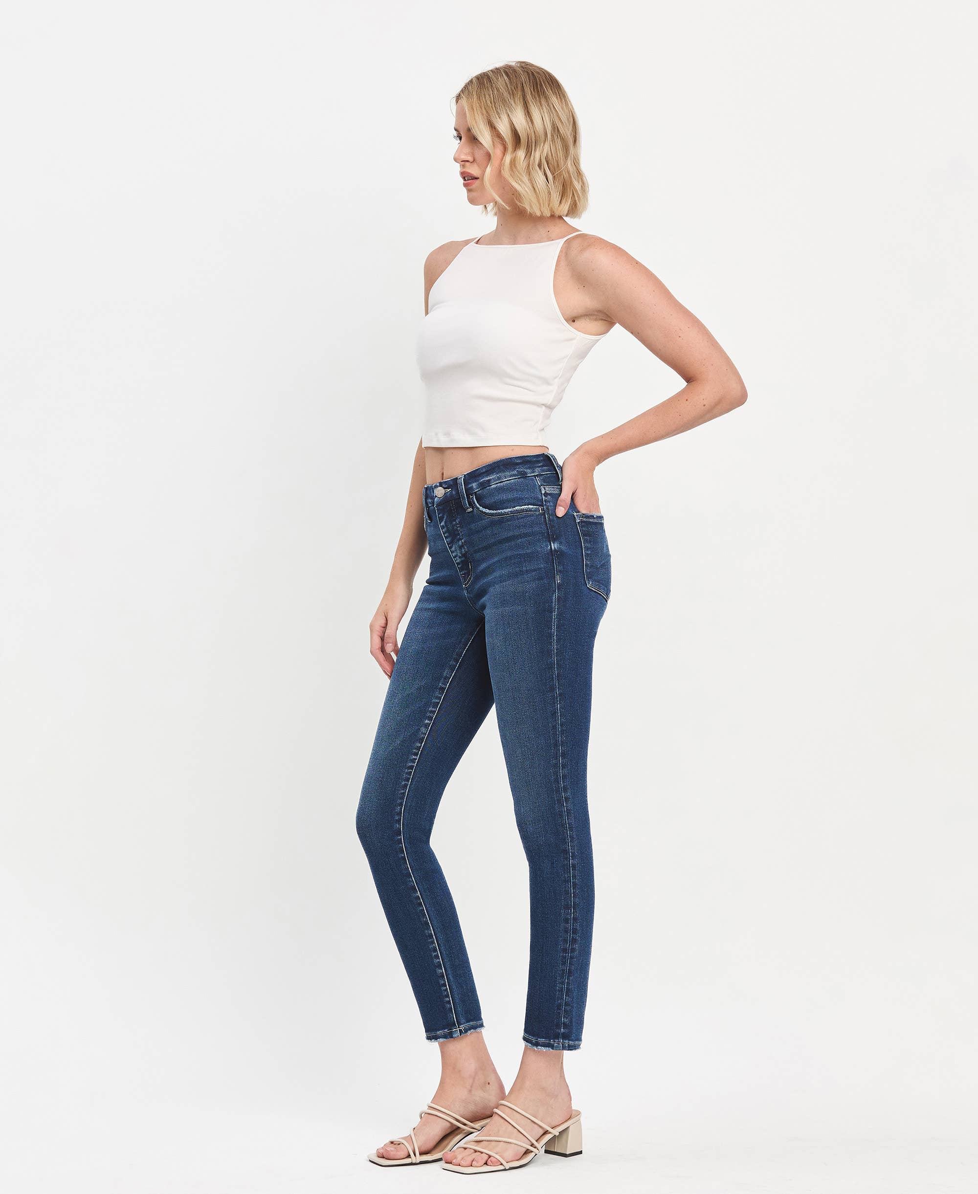 TUMMY CONTROL HIGH RISE SEAMLESS WB SKINNY JEANS LV1445: EULOGIZE / 25