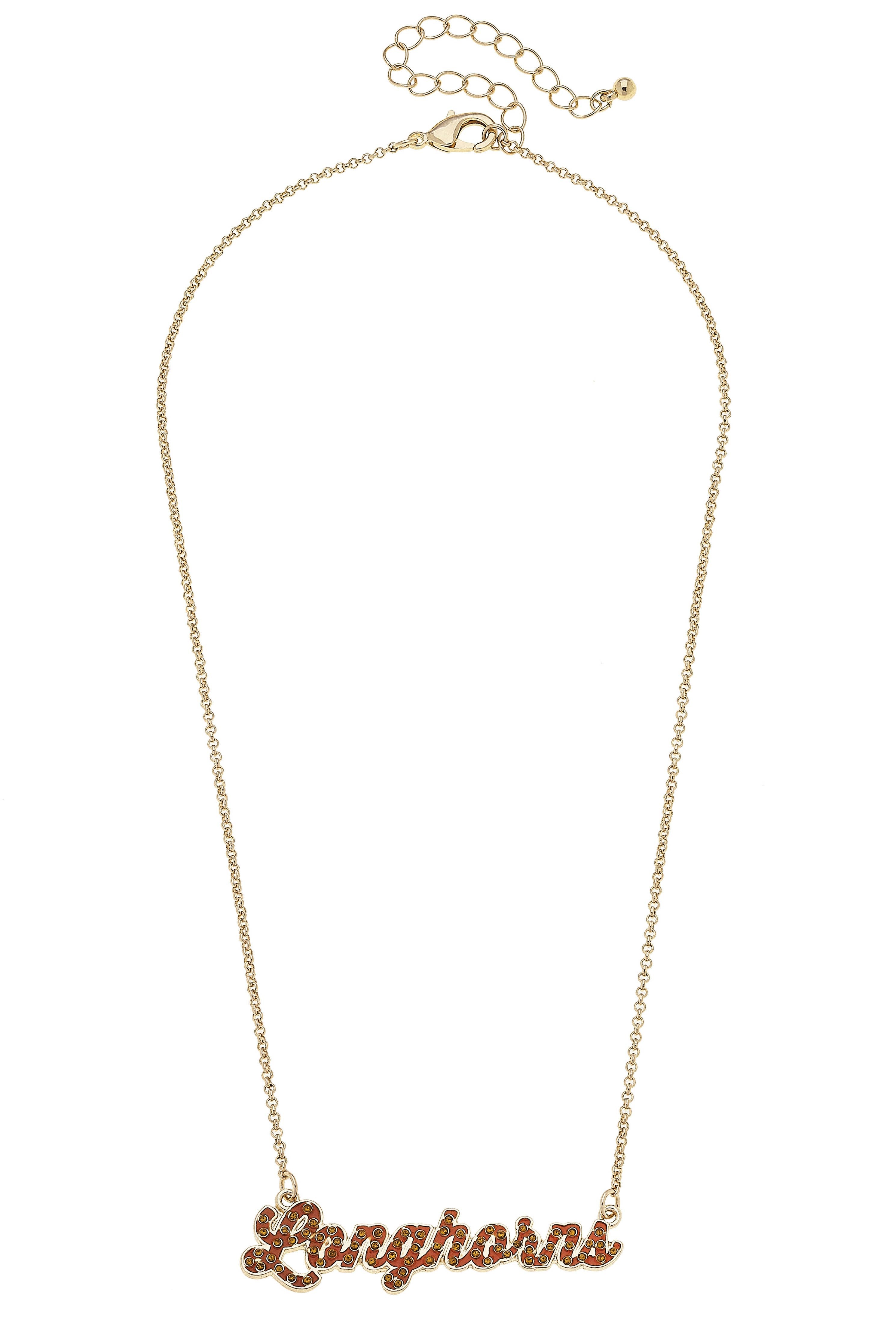 Texas Longhorns Pave Autograph Enamel Necklace