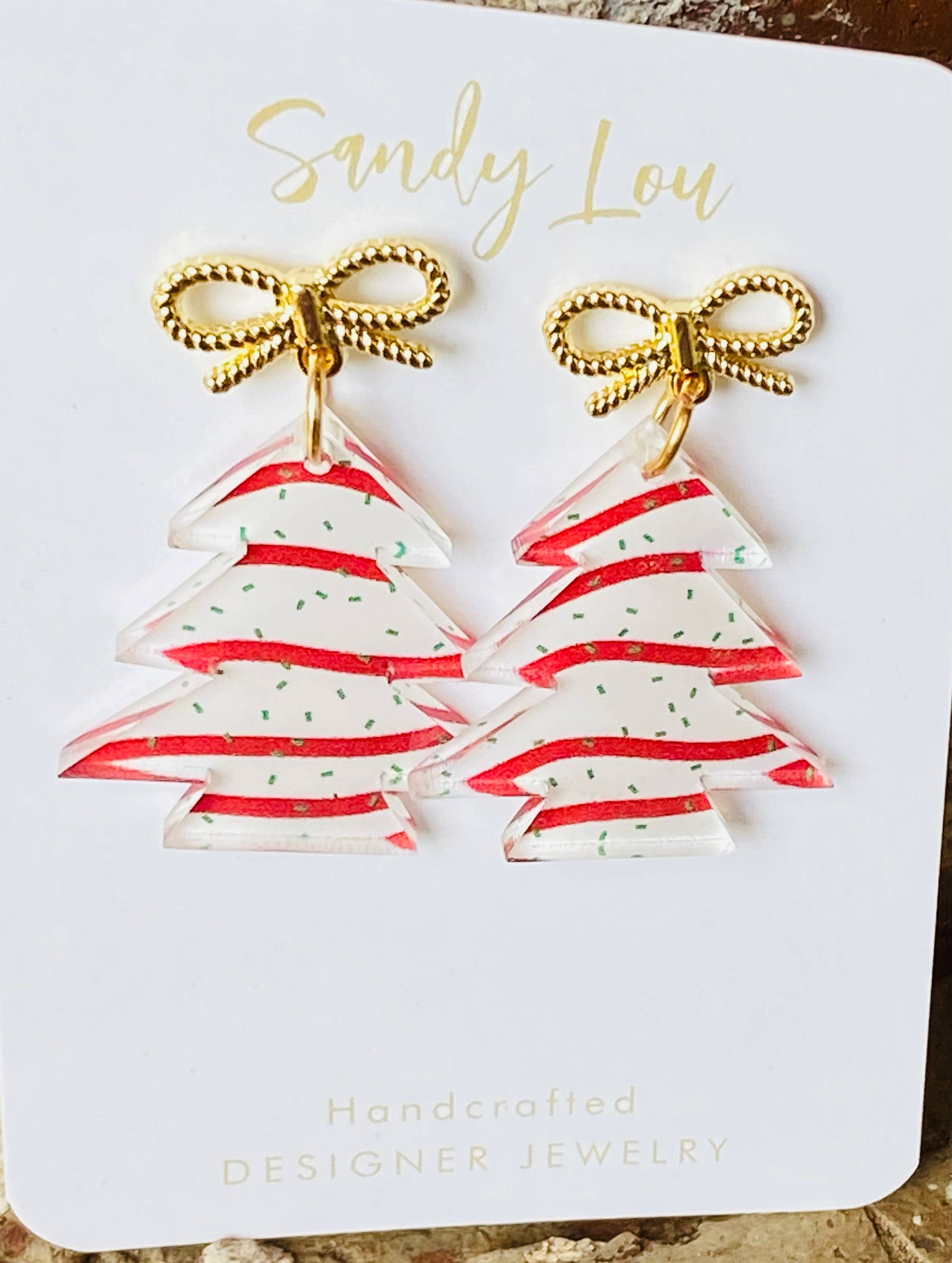 Christmas Cake Festive Acrylic Earrings: Small 1.25"