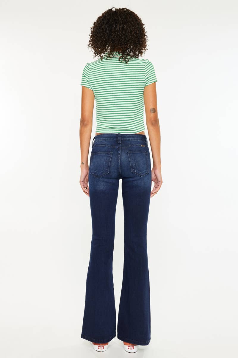 PETITE OPEN PACK MID RISE FLARE JEANS-KC6102D-PT: DARK / 1/24