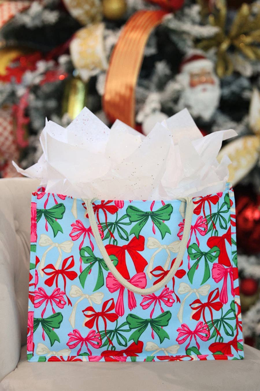 Jess Lea Jingle Bows Tote Bag: Multi