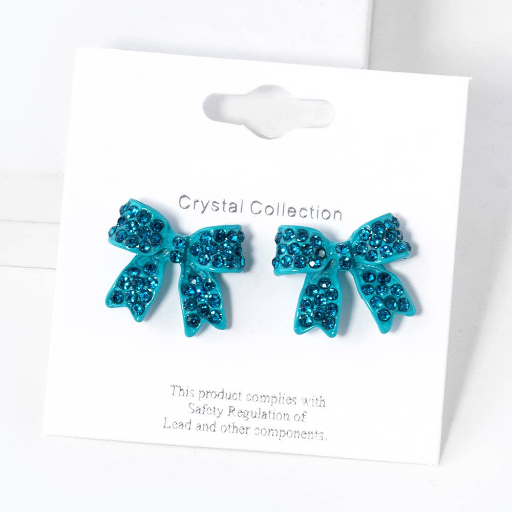 Crystal Rhinestone Pave Bow Stud Earrings
: Gold Clear