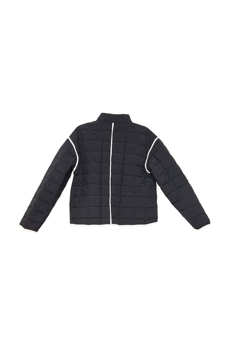 Black Quilted Trim Jacket Women&