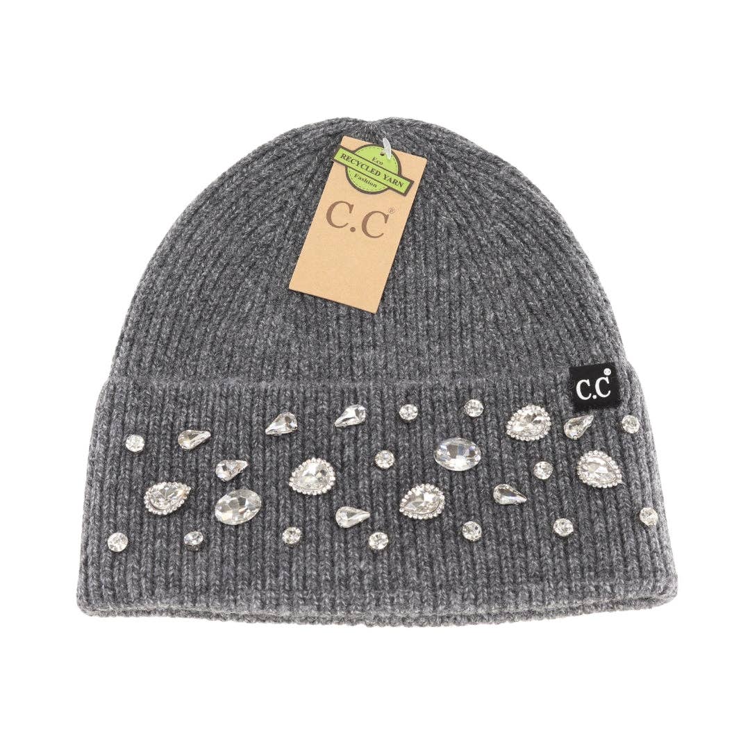 Rhinestone Charm Cuff C.C Beanie HTE0011: Dk. Grey