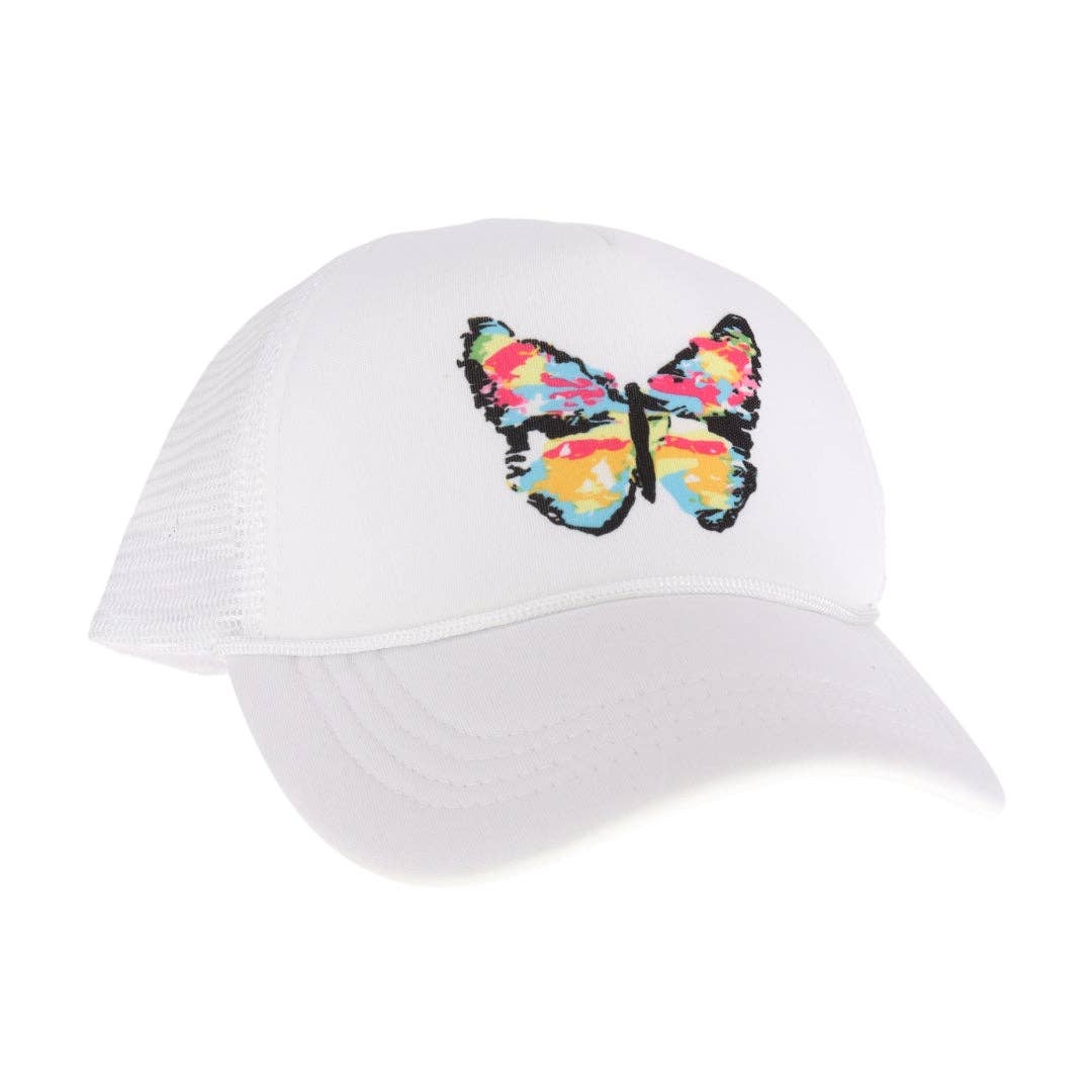 Multicolored Abstract Butterfly C.C Ball Cap GBA02: White