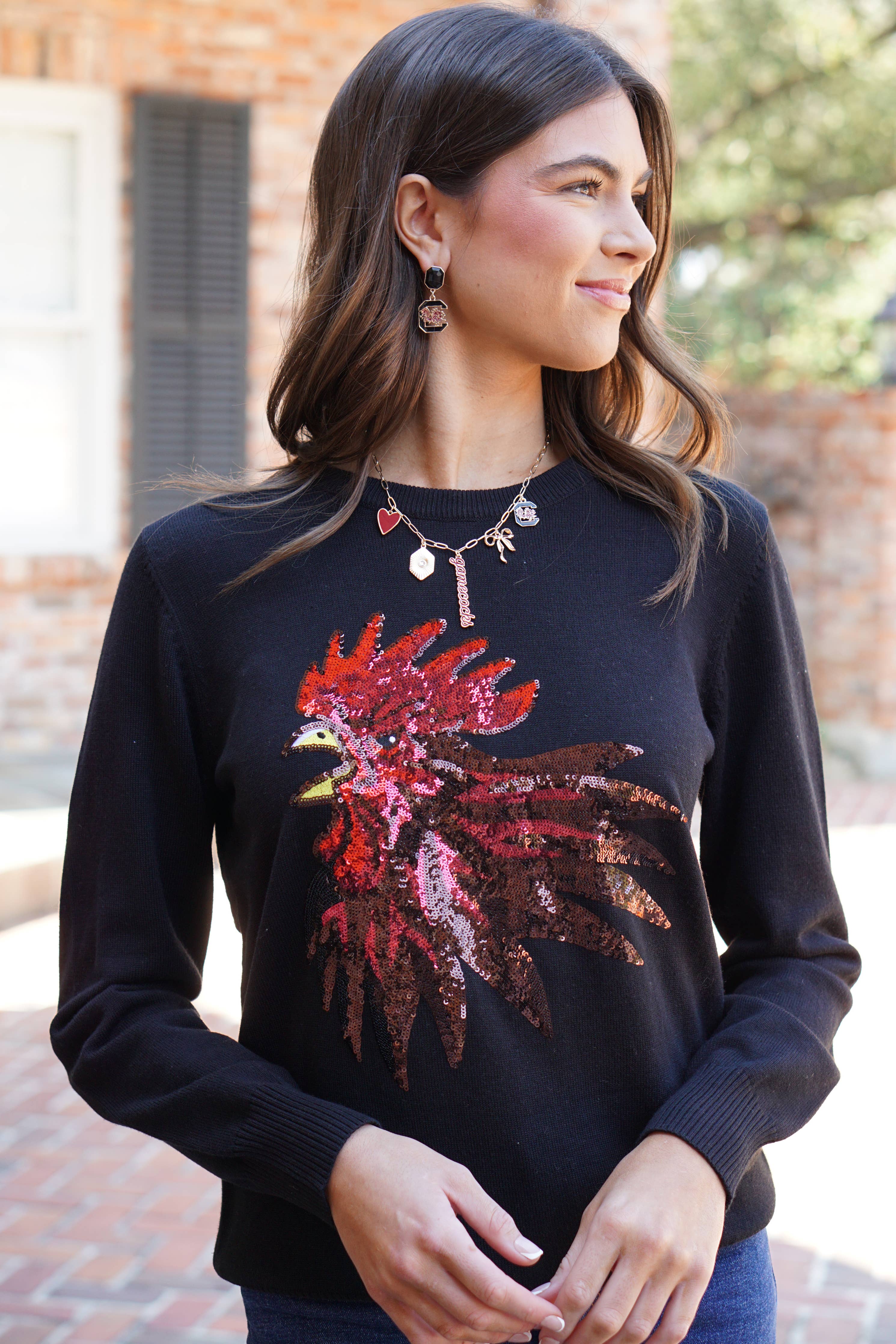 South Carolina Gamecocks Rhinestone Enamel Logo Earrings