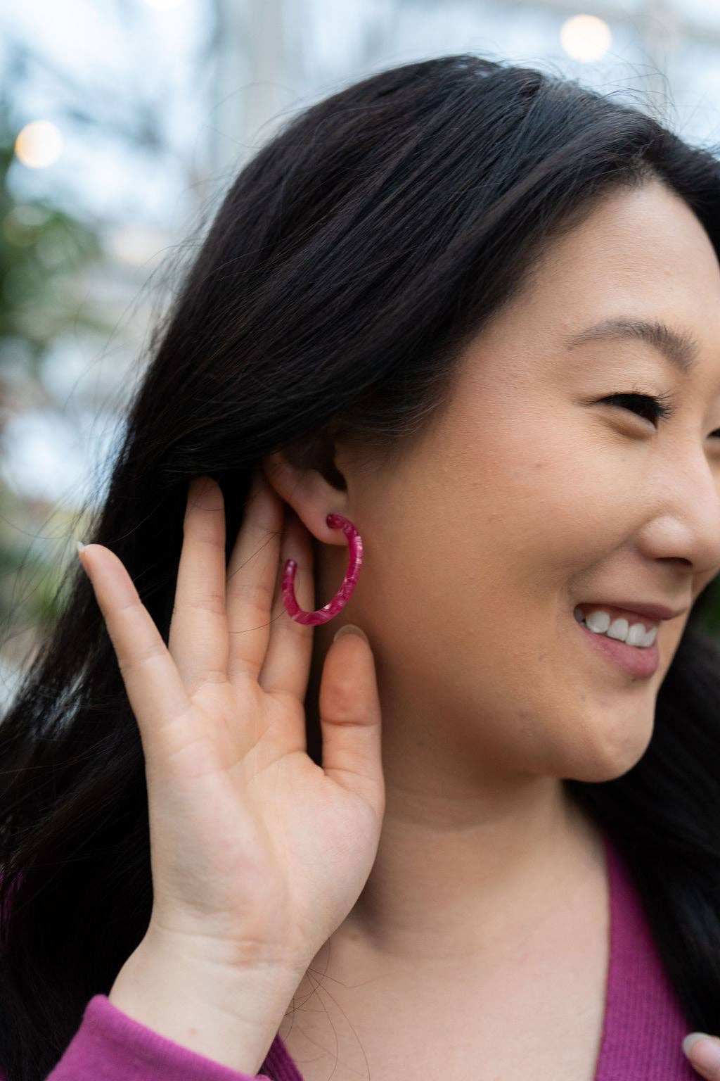 Camy Hoops - Raspberry // Earrings, Jewelry, Gifts