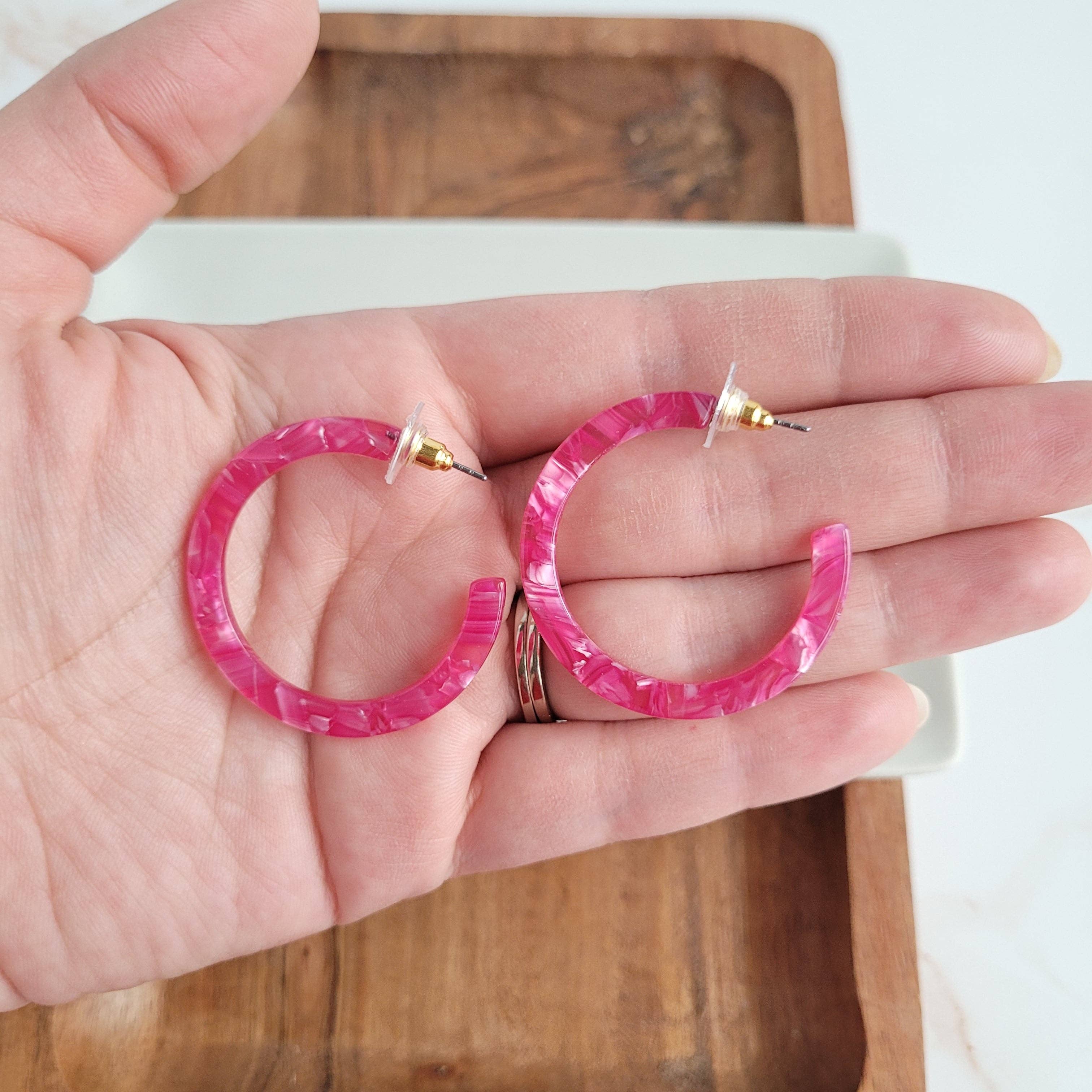 Camy Hoops - Raspberry // Earrings, Jewelry, Gifts