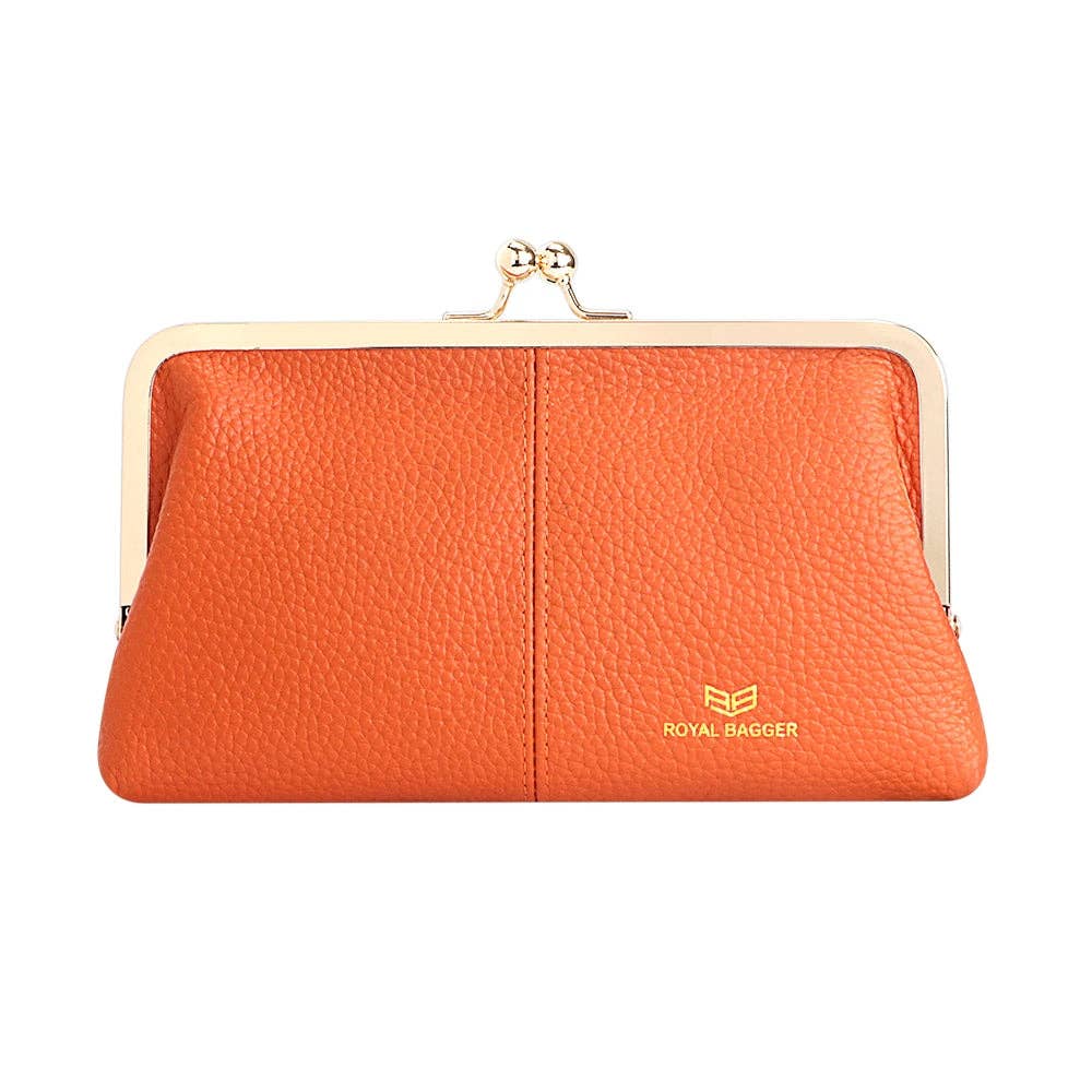 1468 Leather RFID Kiss-Lock Wallet: Coffee