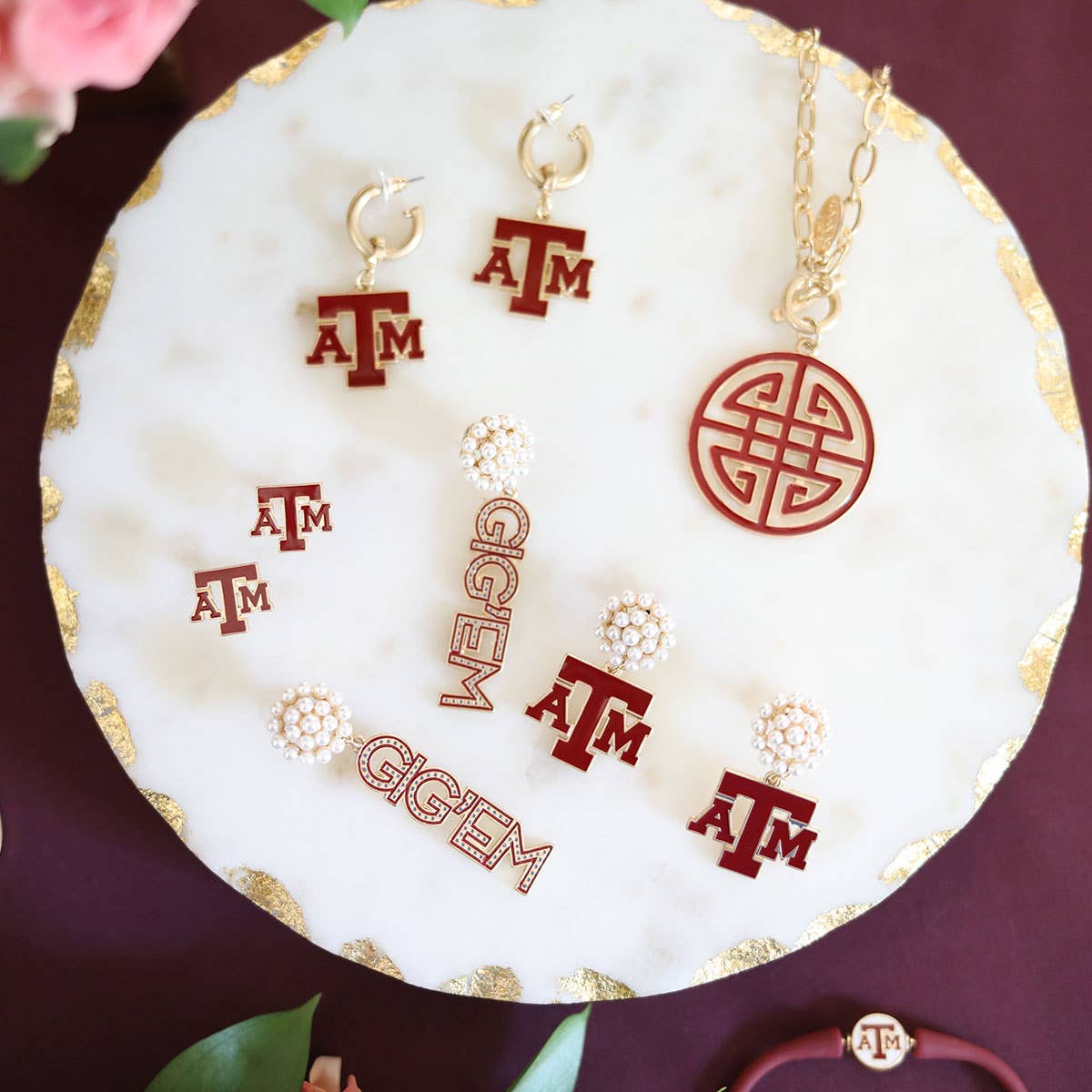 Texas A&M Aggies Enamel Stud Earrings in Maroon