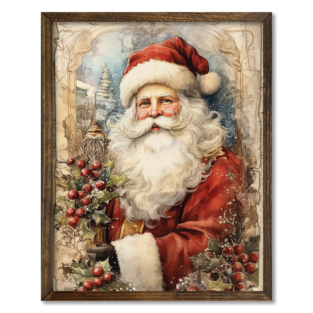 TIMBERLAND FRAME VINTAGE SANTA: 12"x15"