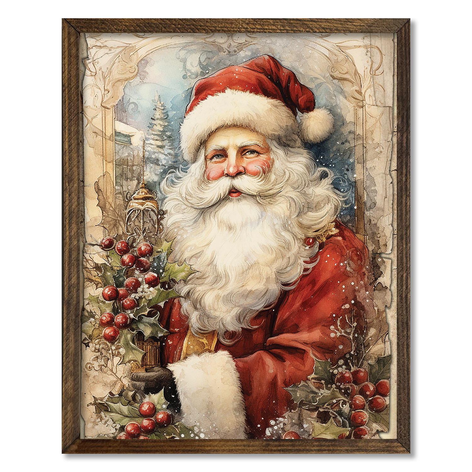 TIMBERLAND FRAME VINTAGE SANTA: 12"x15"