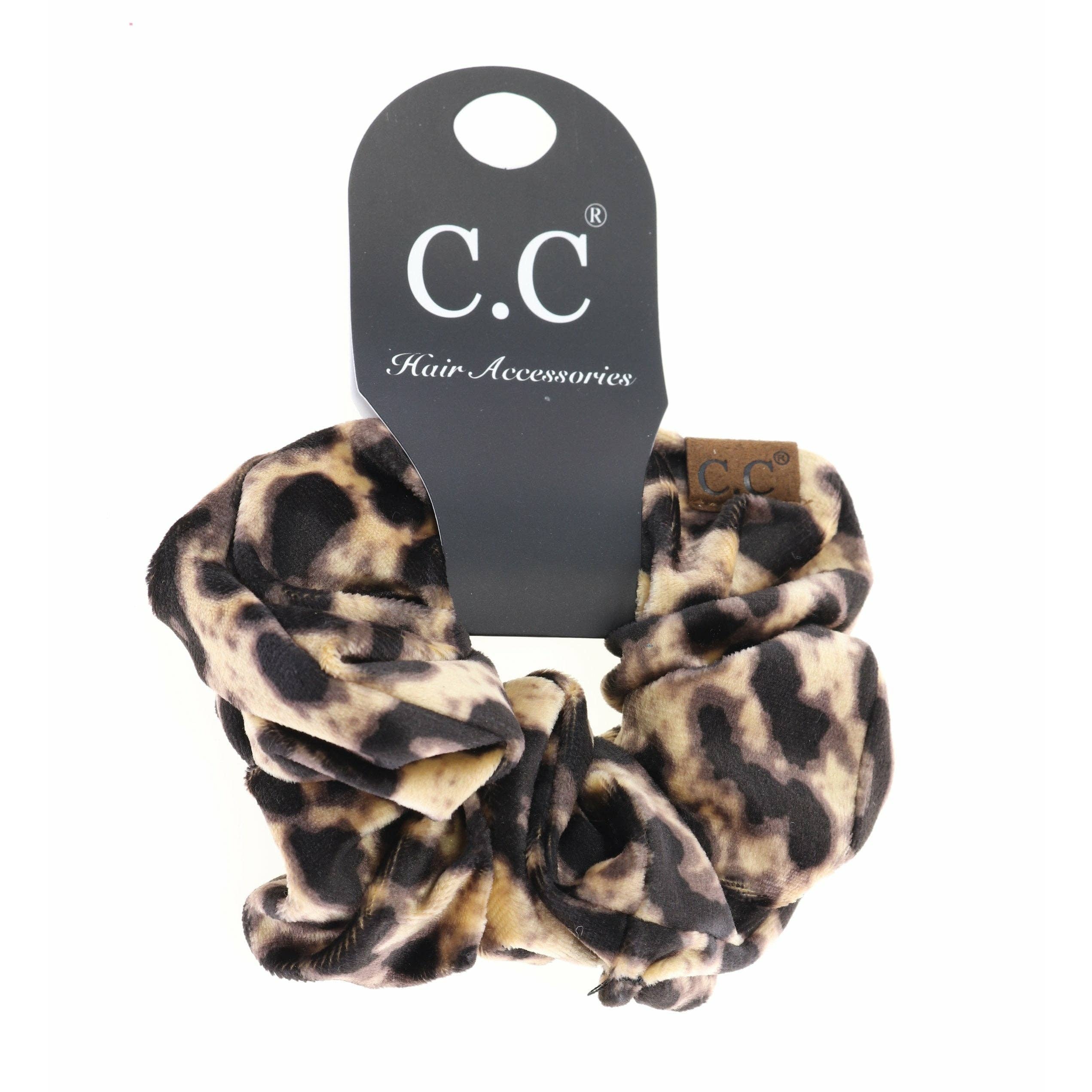 Leopard Print Velvet Ponytail C.C Women&