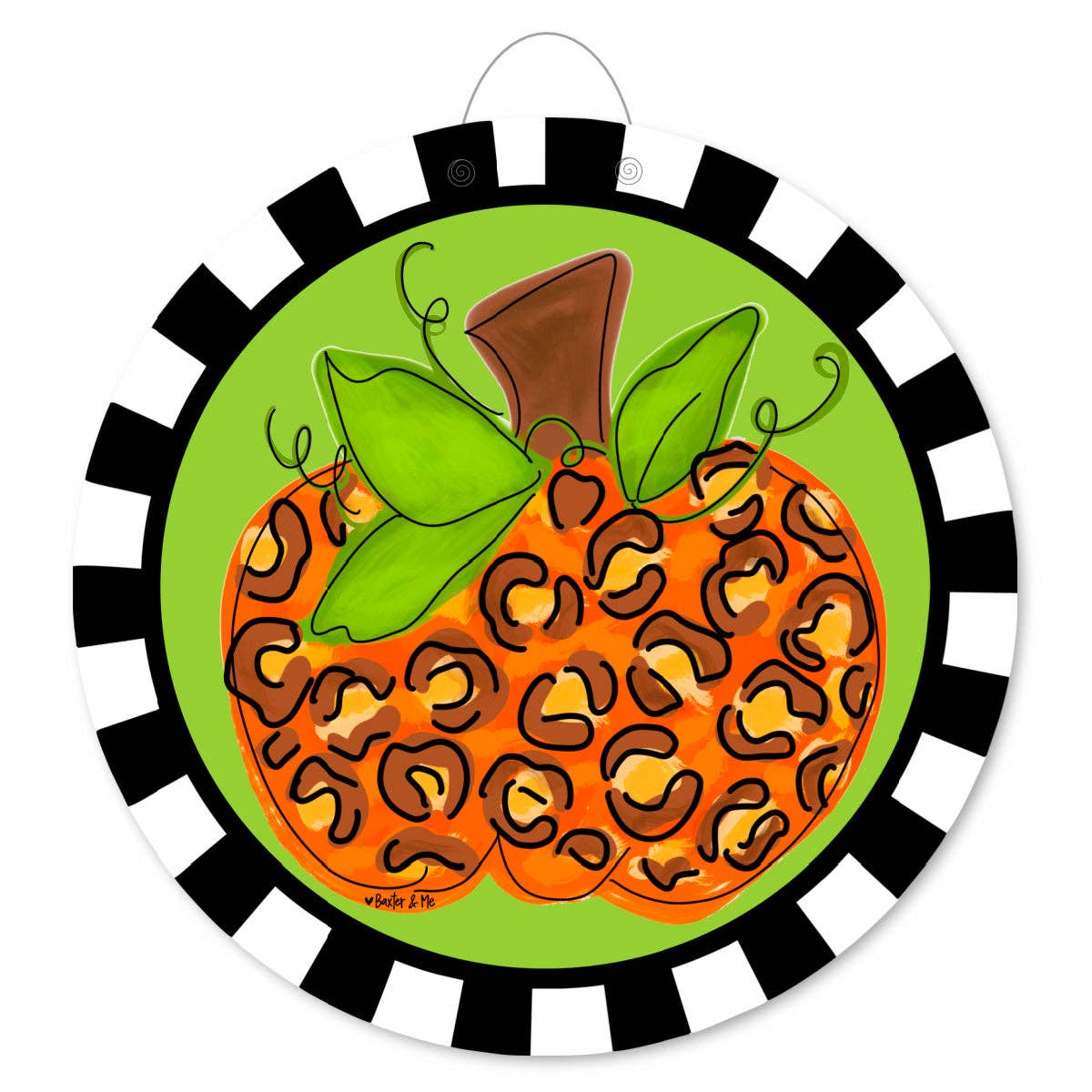 Cheetah Pumpkin Door Hanger