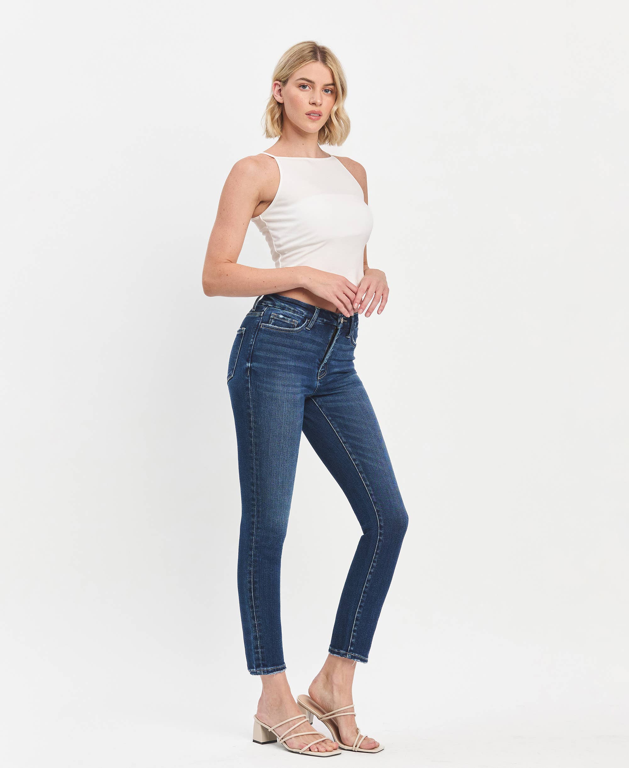 TUMMY CONTROL HIGH RISE SEAMLESS WB SKINNY JEANS LV1445: EULOGIZE / 25