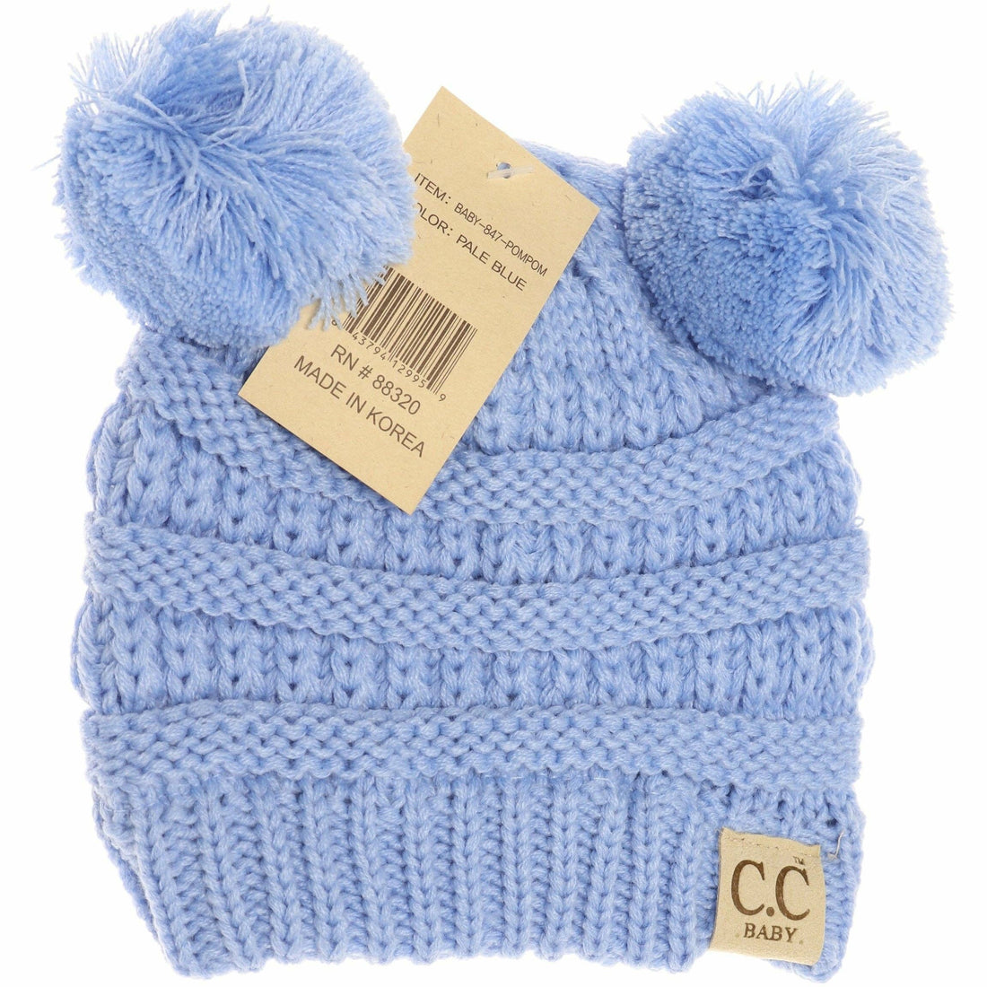 BABY Solid Double Pom CC Beanie BABY23POMPOM: Pale Blue