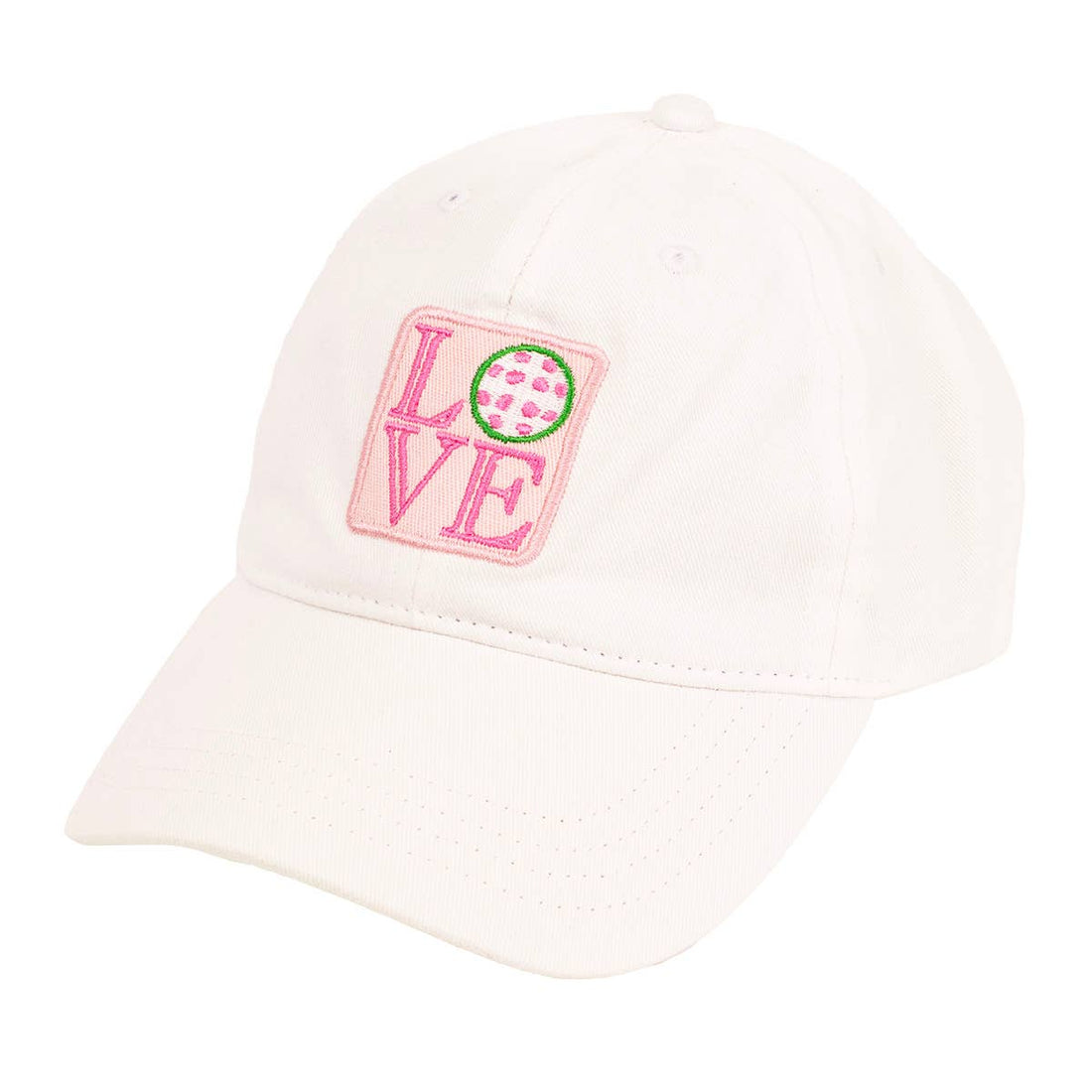 Pickleball Love Baseball Hat White/Pink/Green One Size