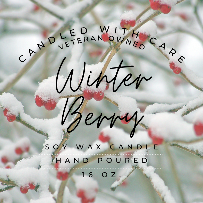 Winter Berry - Soy Wax Candle with Wooden Wick, Christmas: 12 oz.