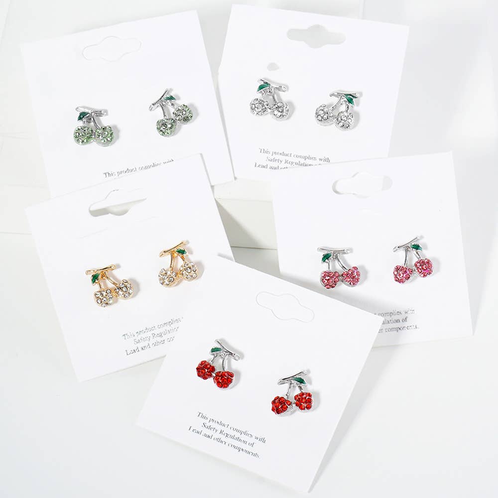 Rhinestone Pave Cherry Stud Earrings
: Fuchsia