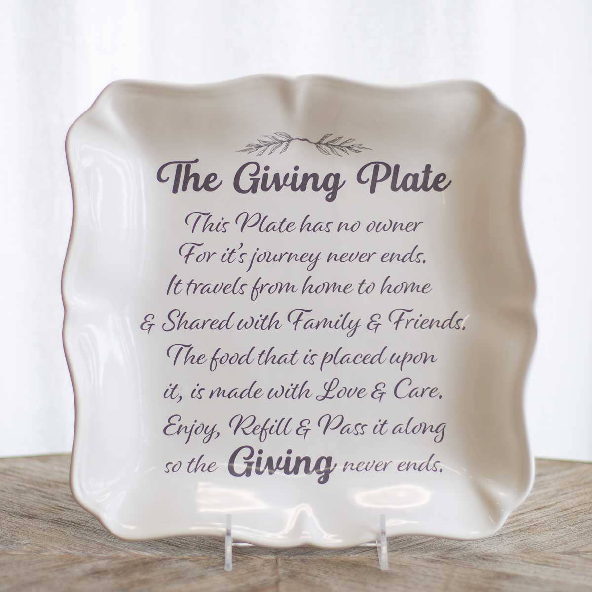 Giving Plate Square Platter White/Gray 11.5x11.5. The Royal Standard