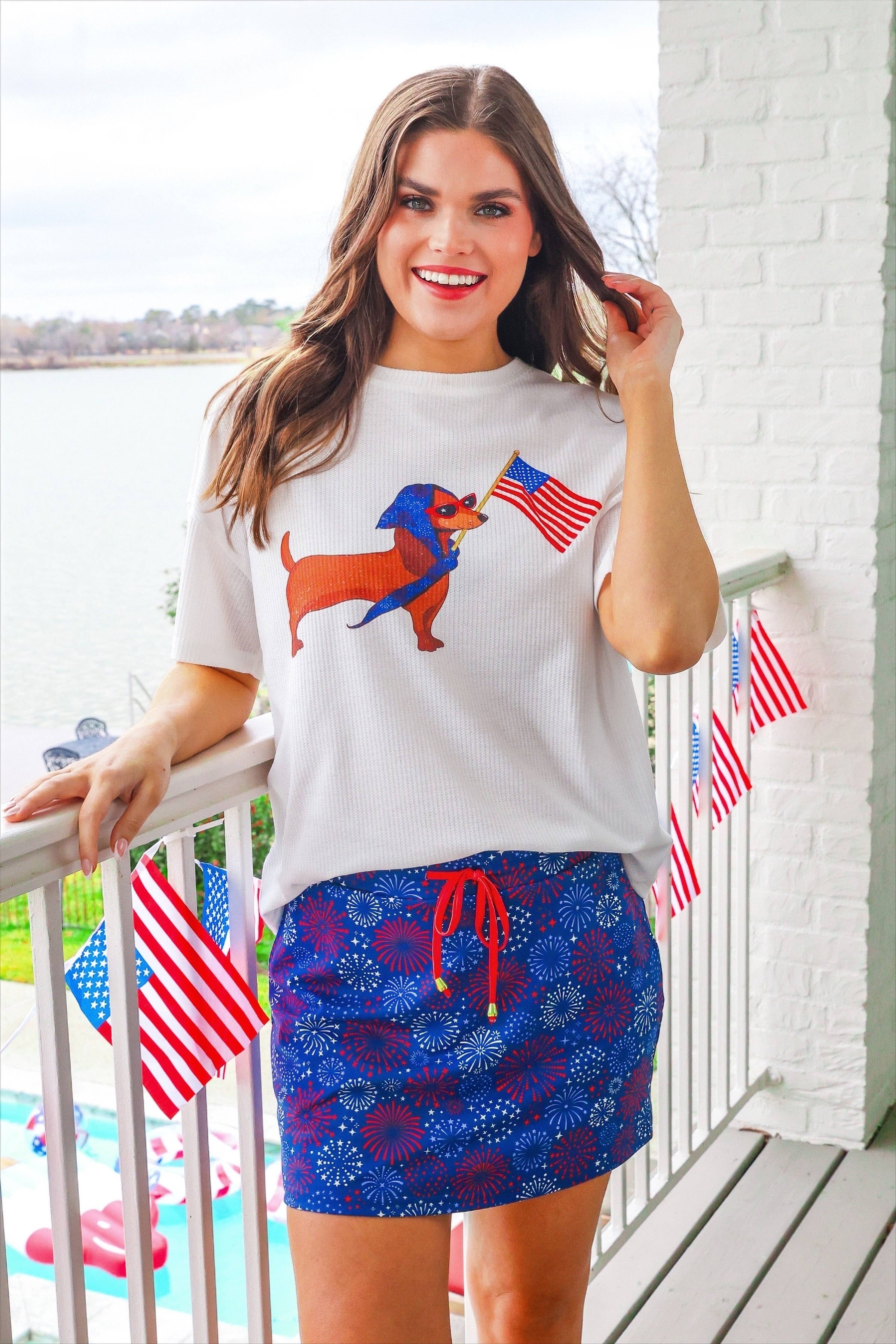 Red White and Boom Skort: Navy / XL