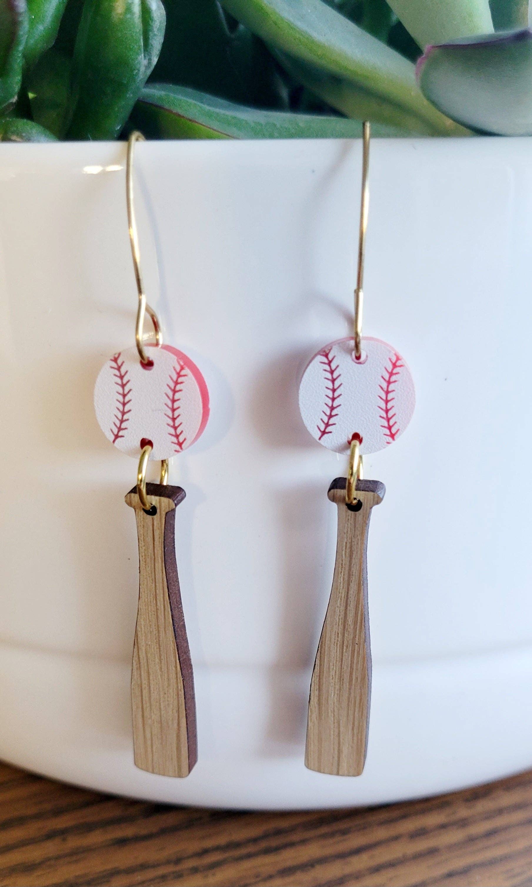 Baseball and Bat Earrings