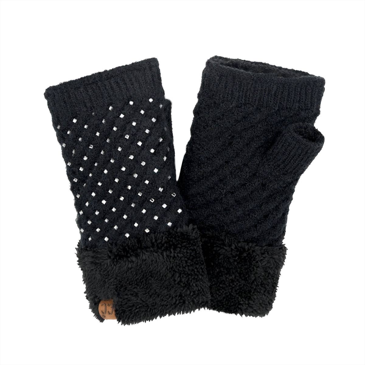 Rhinestone Fingerless C.C Glove FGE0101: Red