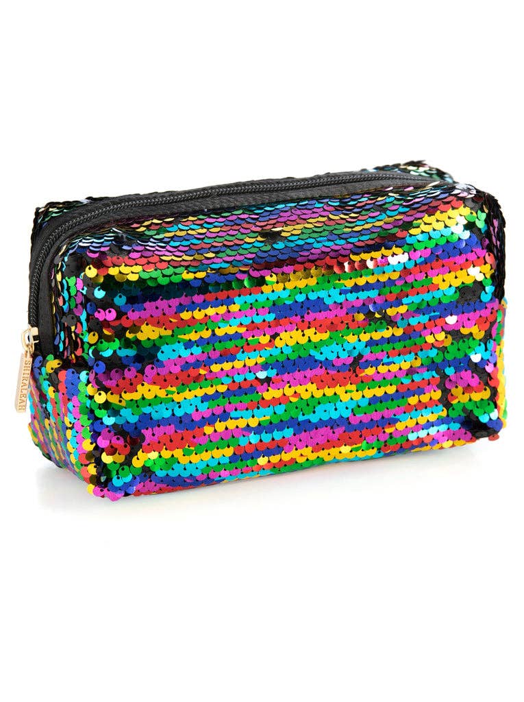 SEQUIN BLING COSMETIC POUCH: Violet