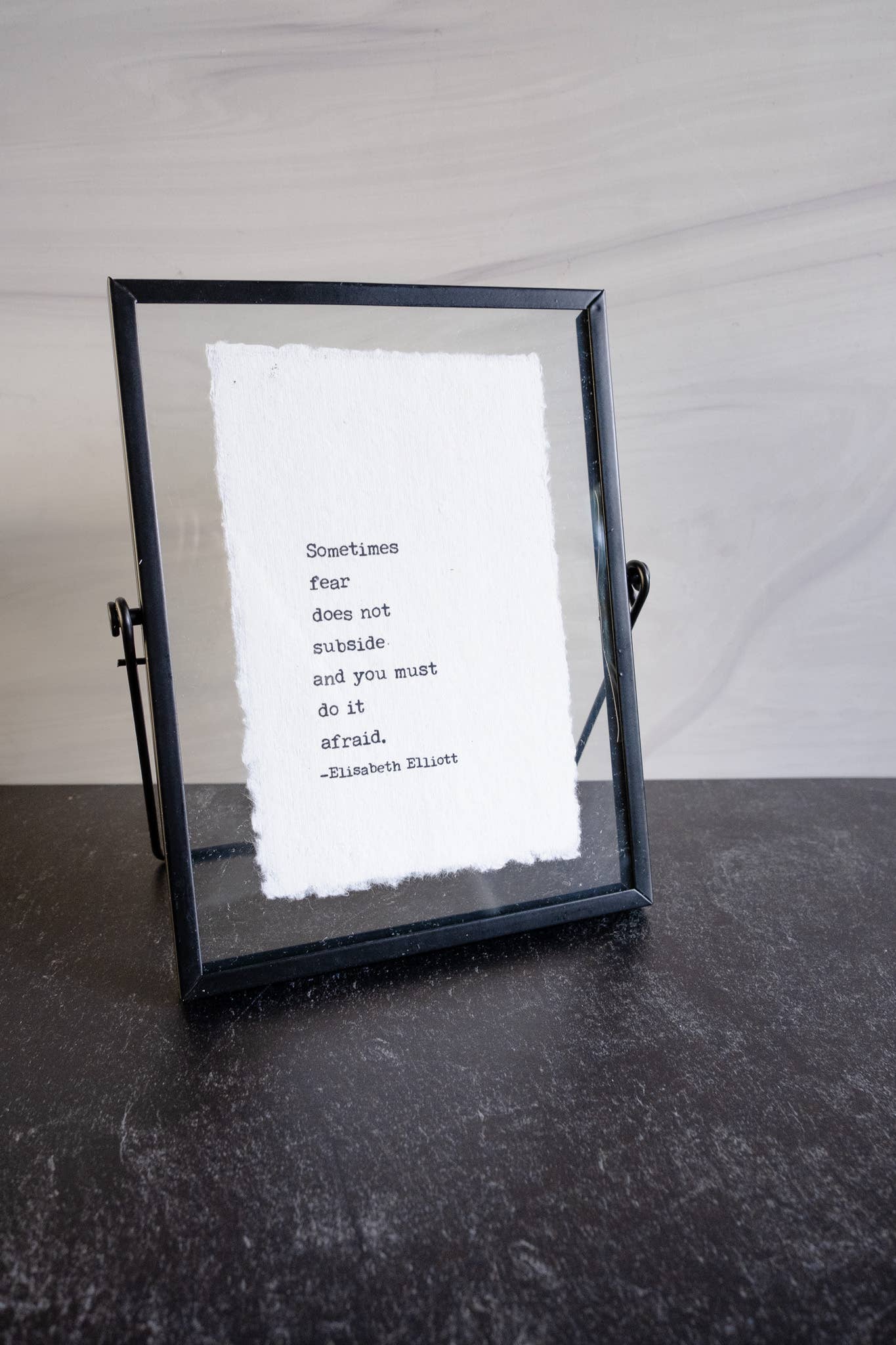C.S. Lewis Quote | Vintage Linen Print Floating Frame: Sometimes fear does not subside- by Hart Design Co