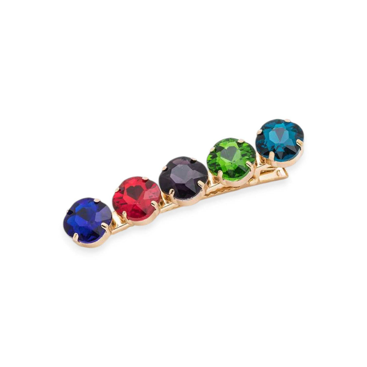 Round Crystal Alligator Hair Clip: Rhodium/AB