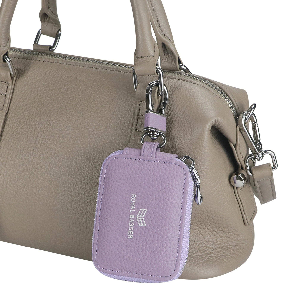 3901 Leather Earphone Pouch with Keychain: Black