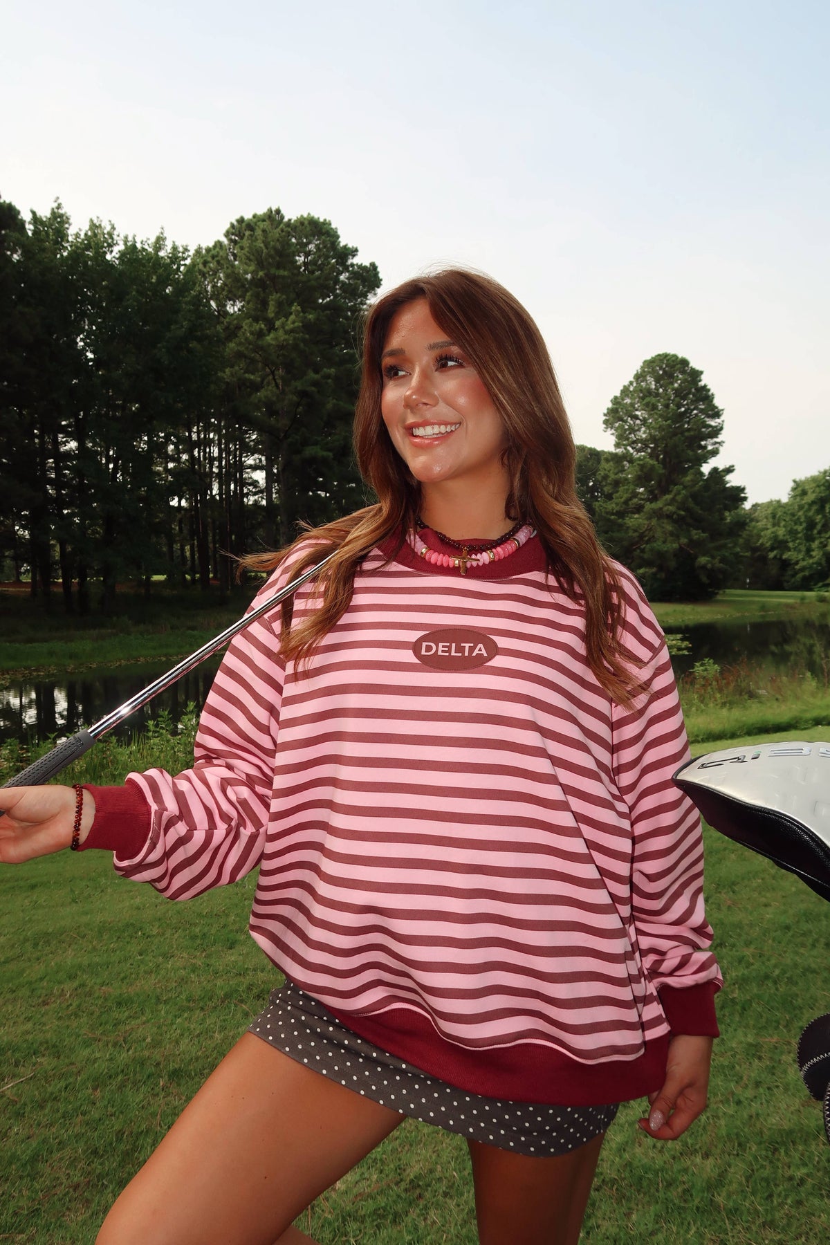 Delta Stripe Mockneck Sweatshirt: S/M