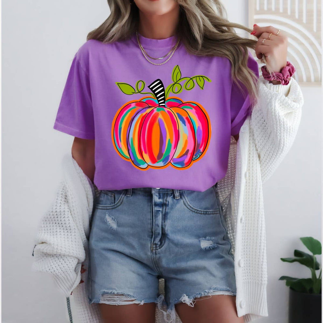 Colorful Pumpkin T-Shirt: Neon Violet