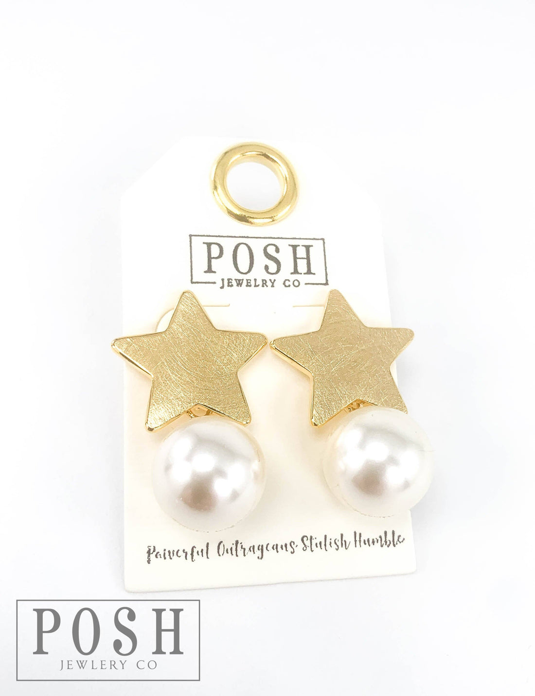 Star and pearl earring: Gold