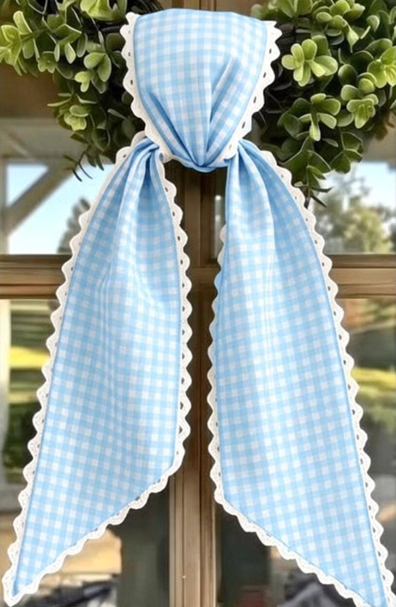 Plaid Scalloped Door Wreath Sash Holidays Entryway Decor : Plaid RED