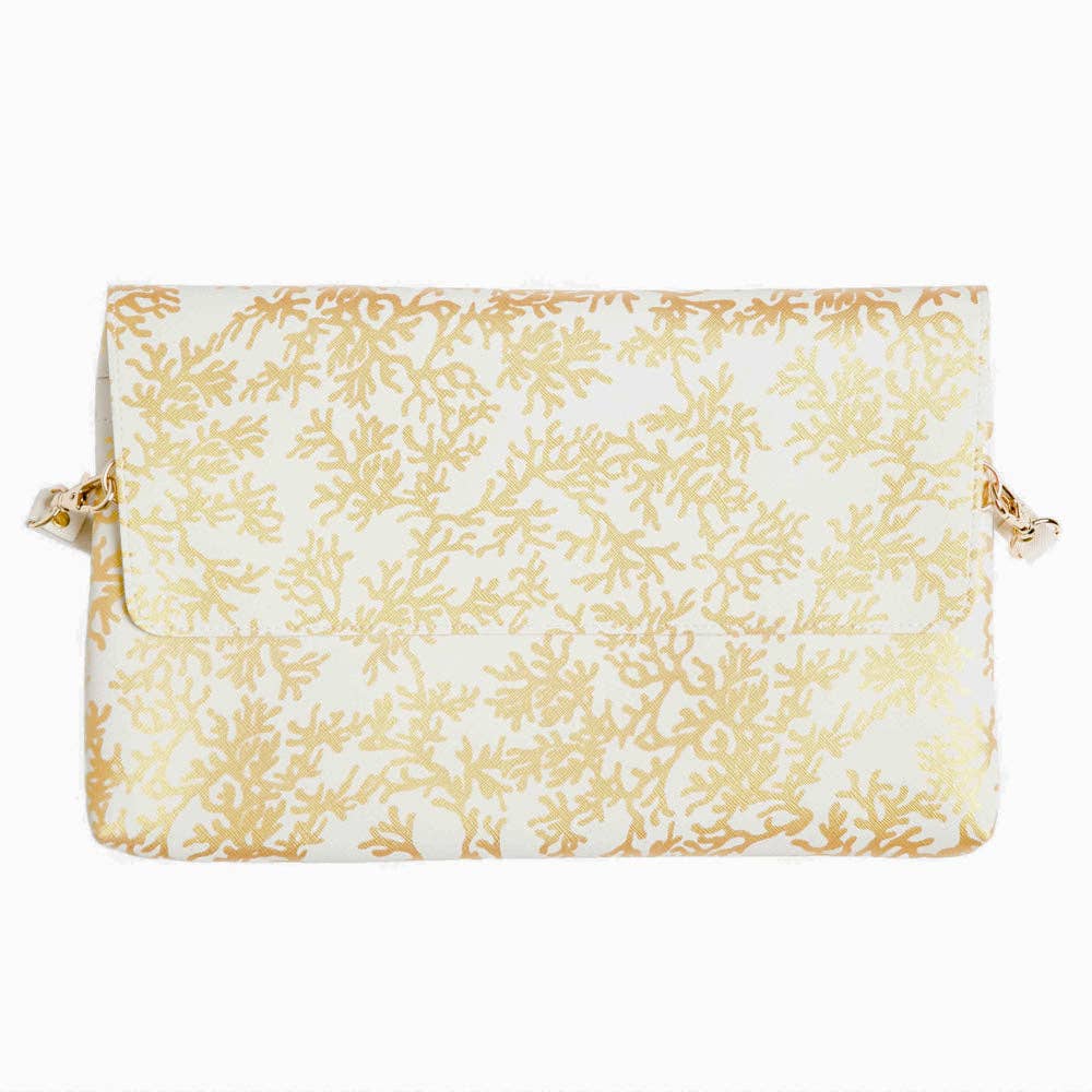 Catherine Clutch Gold Greek Key by TOP IT OFF