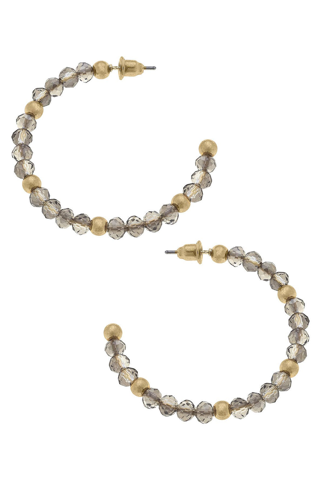Gabbi Beaded Glass Hoop Earrings: Black Diamond