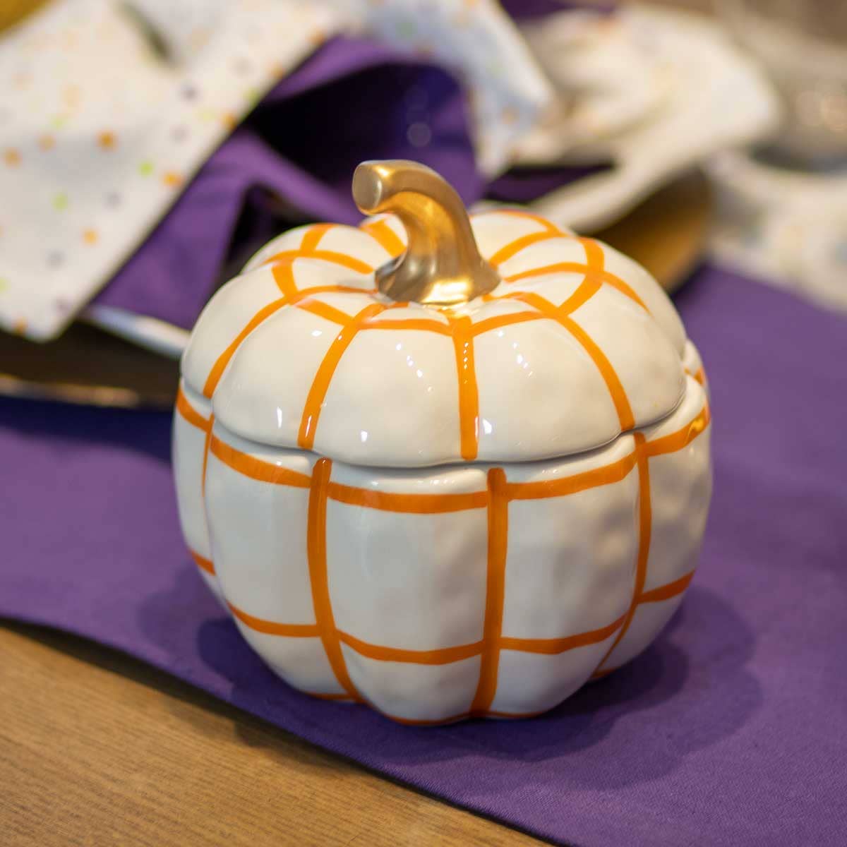 Monica Pumpkin Candy Dish White/Orange 6x6