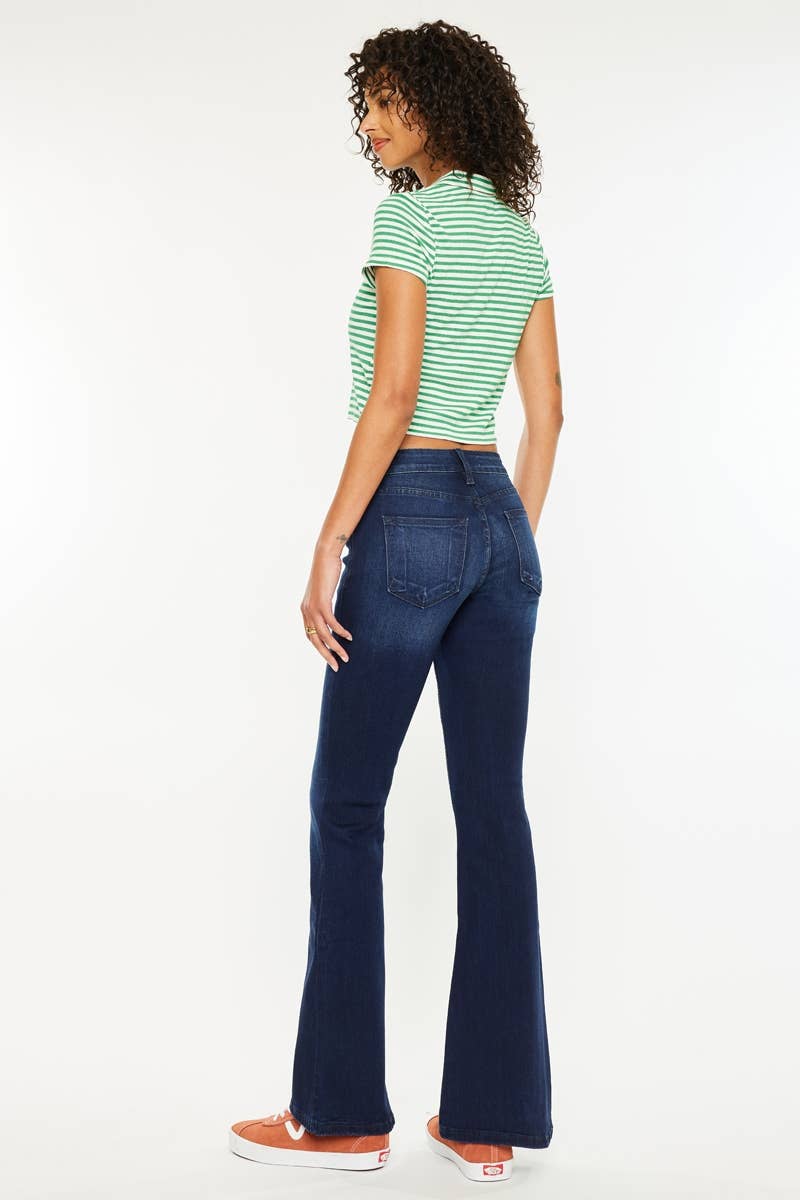 PETITE OPEN PACK MID RISE FLARE JEANS-KC6102D-PT: DARK / 1/24