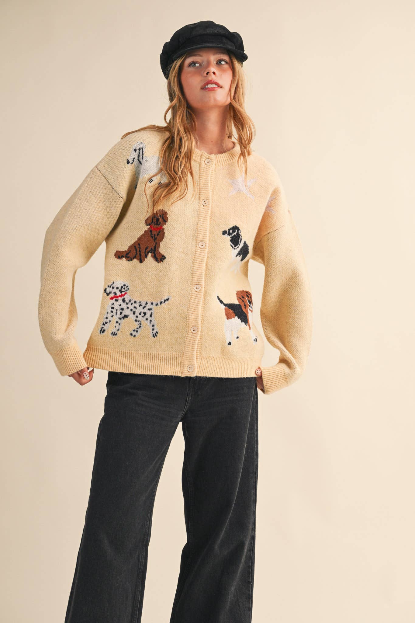 DOG KNIT SWEATER CARDIGAN: Red